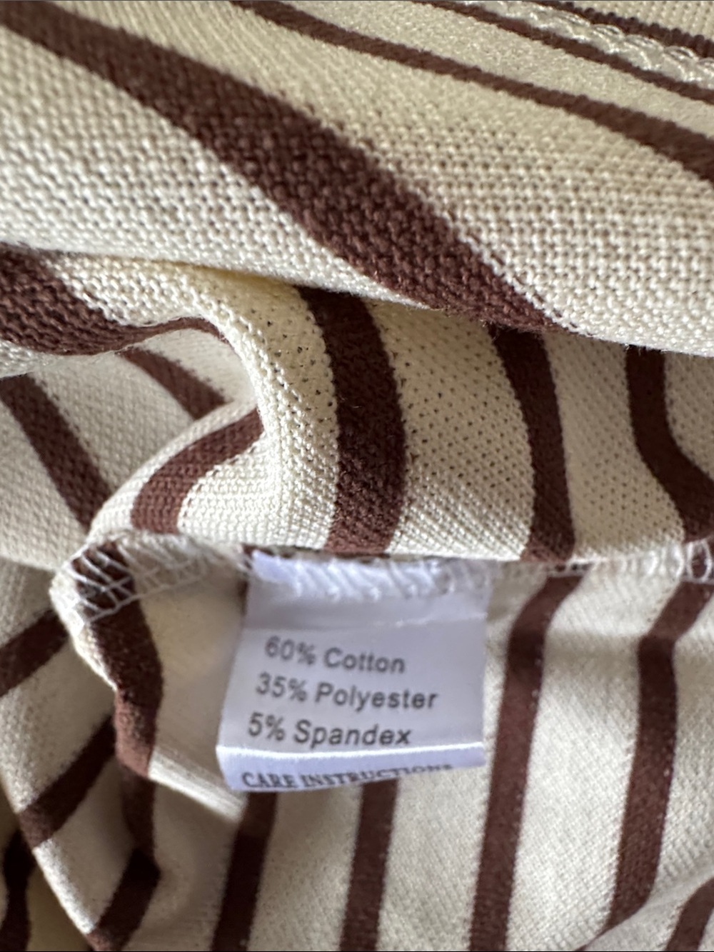 Grace & Emma Striped V-Neck Short Sleeve Top - Cream & Brown Sz XL - Picture 7 of 7